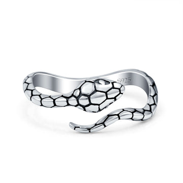 Serpent Snake Oxidized Band Solid 925 Sterling Silver Thumb Ring (7mm)